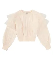 Habitual Big Girls 7-16 Long Sleeve Organza-Ruffle Sweater