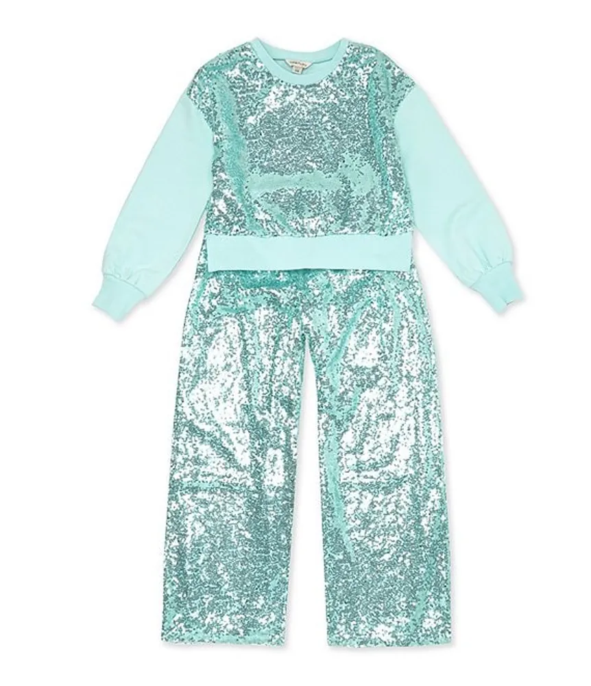 Habitual Big Girls 7-16 Long Sleeve Sequin-Embellished Top & Matching Pant Set