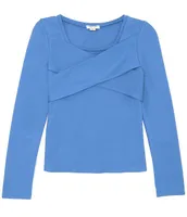 Habitual Big Girls 7-16 Long Sleeve Twist-Front Detail Top