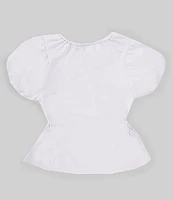 Habitual Big Girls 7-16 Short Puff Sleeve Cutout Top