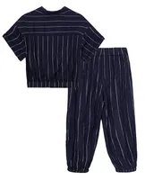 Habitual Big Girls 7-16 Stripe Twist Front Cover Up Top & Pant Set