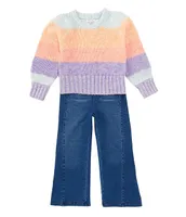 Habitual Little Girls 2T-6 Ombre Sweater & Denim Pant Set