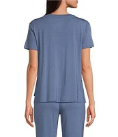 Half Moon by Modern Movement Jersey Knit Short Sleeve Round Neck Coordinating High-Low Hem Lounge Top