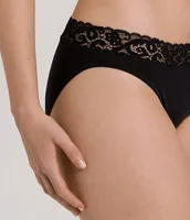 Hanro Moments Hi-Cut Cotton Lace Brief Panty