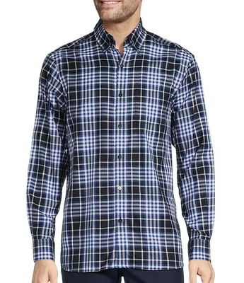 Hart Schaffner Marx Autumnal Equinox Collection Long Sleeve Button Down Collar Plaid Sportshirt