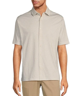 Hart Schaffner Marx Botanica Collection Short Sleeve Textured Solid Coatfront Shirt