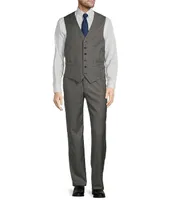 Hart Schaffner Marx Chicago Classic Fit Flat Front Sharkskin Pattern 3-Piece Vested Suit