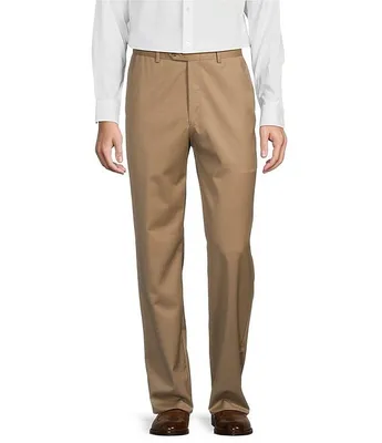 Hart Schaffner Marx Chicago Classic Fit Flat Front Solid Dress Pants
