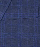 Hart Schaffner Marx Chicago-Fit Flat-Front Ultra-Stretch Blue Plaid 2-Piece Suit