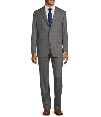 Hart Schaffner Marx Chicago Classic Fit Flat Front Performance Windowpane 2-Piece Suit