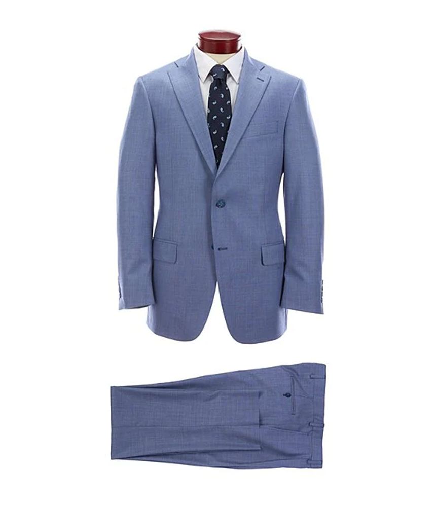 Hart Schaffner Marx Classic Fit Pleated Solid Blue Wool Suit | Alexandria  Mall