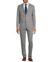 Hart Schaffner Marx New York Modern Fit Flat Front Performance Stretch Plaid 2-Piece Suit