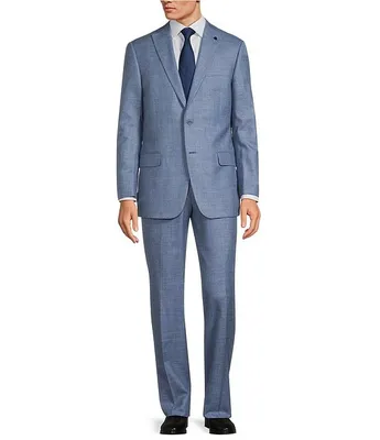 Hart Schaffner Marx Solid Blue Classic Fit Wool Silk Linen 2-Piece Suit