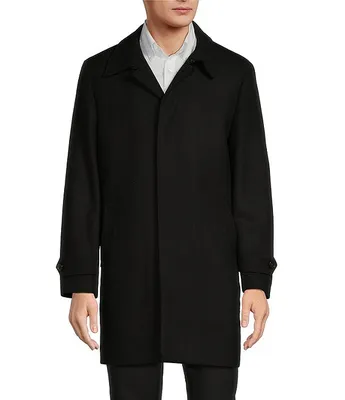 Men's Knee Length Wool Blend Three Button Long Jacket Overcoat Top Coa