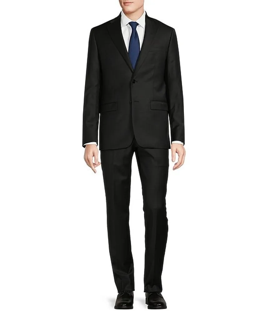 Hickey Freeman Modern Fit Flat Front Mini Grid Pattern 2-Piece Suit