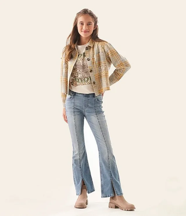 Hippie Girl Big Girls 7-16 High-Rise Embroidered Pocket Flare Jeans