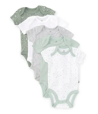 Honest Baby Clothing Boy Newborn-12 Months Short Sleeve Organic Cotton Bodysuit 5-Pack