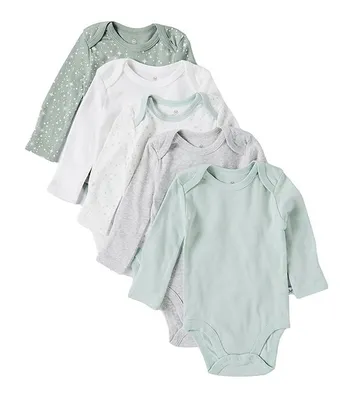 Honest Baby Clothing Boys Newborn-12 Months Long Sleeve Organic Cotton Bodysuit 5-Pack