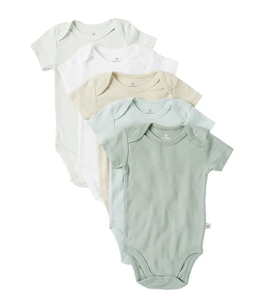 Honest Baby Clothing Baby Boy Newborn-12 Months Short Sleeve Organic Cotton  Bodysuit 5-Pack