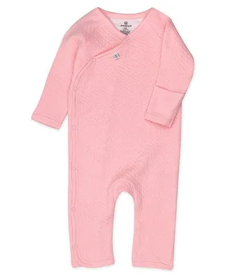 Honest Baby clothing - Girls Newborn 12 Months Organic Matelasse Side Snap Coverall