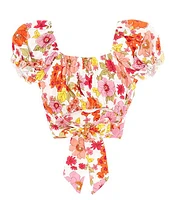 Honey & Sparkle Big Girls 7-16 Crossover Crochet Trim Peasant Top