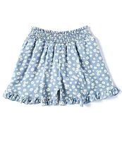 Honey & Sparkle Big Girls 7-16 Floral Print Ruffle Hem Pull-On Shorts