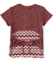 Honey & Sparkle Big Girls 7-16 Rib-Knit/Contrast-Layer Top