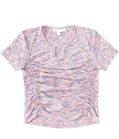 Honey & Sparkle Big Girls 7-16 Short Sleeve Space Dye Rib Knit T-Shirt