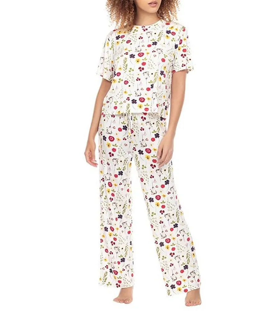 Honeydew Intimates All American Floral Print Jersey Knit Crew Neck Short Sleeve Pajama Set