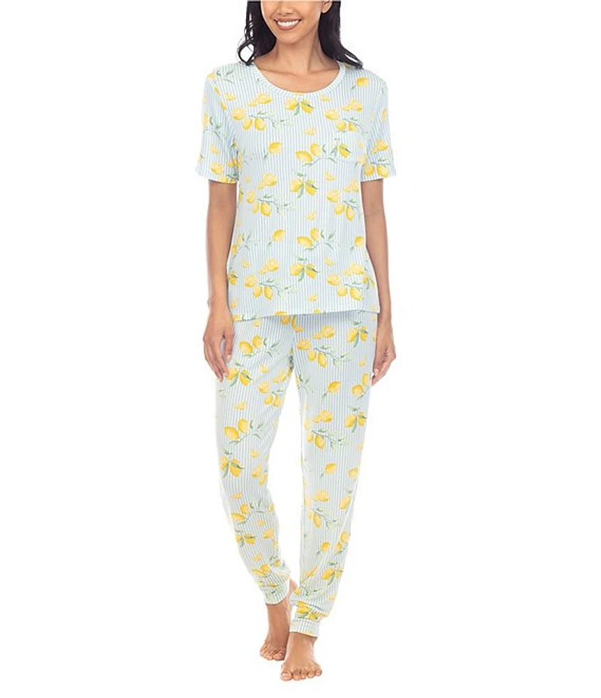 Honeydew Intimates Good Times Lemon Print French Terry Knit Coordinating Pajama Set