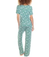 Honeydew Intimates Summer Nights Leaf Print Knit Pajama Set