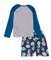 Hurley Little Boys 2T-7 Raglan Sleeve Gator Graphic T-Shirt & Allover Printed Swim Trunks Set