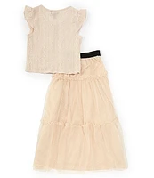 I.N. Girl 7-16 Ruffle-Sleeve Top & Tiered Long Skirt Set