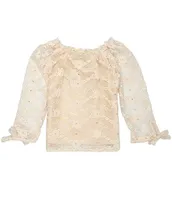 I.N. Girl Big Girls 7-16 3/4 Sleeve Lace Peasant Top with Tie Sides