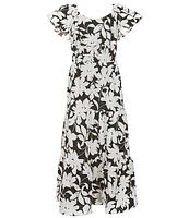 I.N. Girl Big Girls 7-16 Flutter-Sleeve Floral Print Tiered Maxi Dress