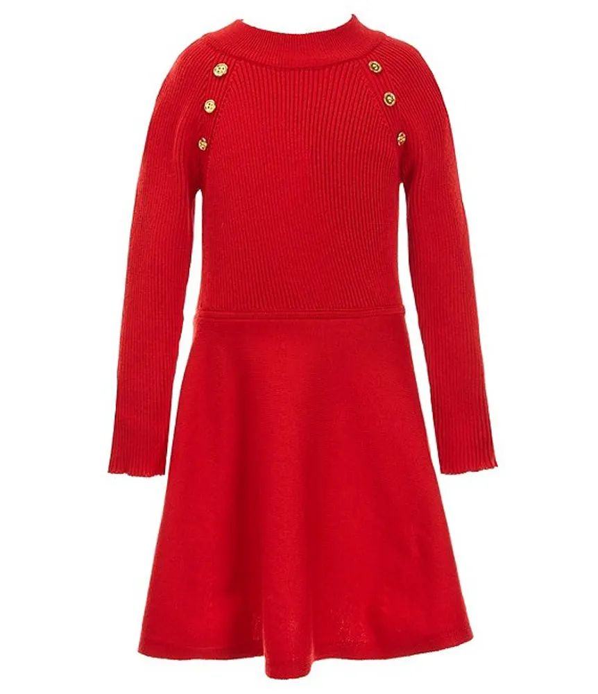 I.N. Girl Little Girls 4-6X Long-Sleeve Ribbed Mock-Neck Sweater Dress