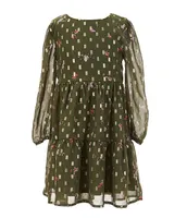 I.N. Girl Little Girls 4-6X Solid Faux Fur Vest & Blouson Sleeve Foiled Print Babydoll Dress Set