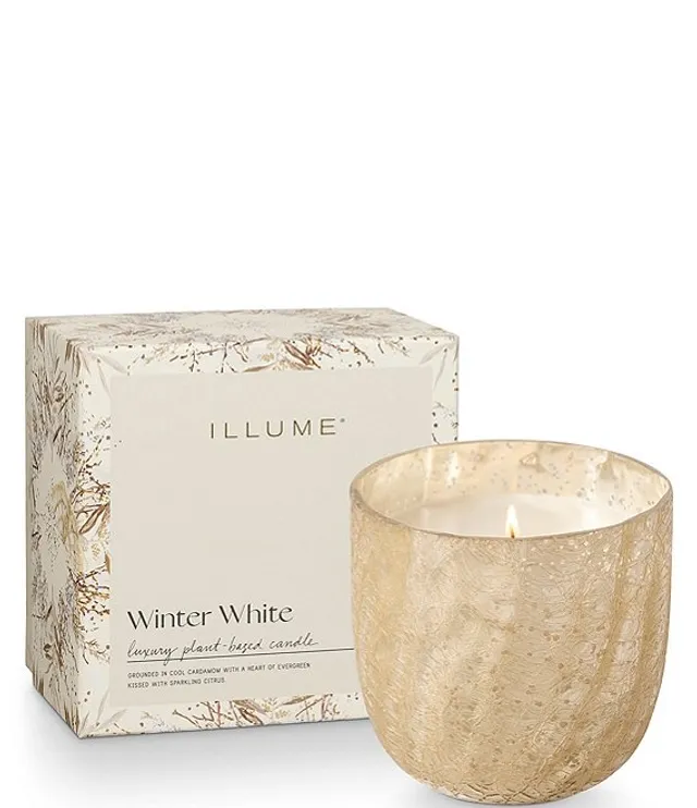 Illume Candles Winter White Large Crackle Glass Candle, 22-oz.