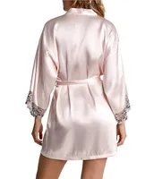 Bloom by Jonquil 3/4 Sleeve Two-Tone Lace Coordinating Satin Wrap Robe