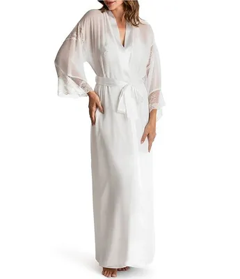 Bloom by Jonquil Chiffon Long Sleeve Lace Detail Wrap Robe