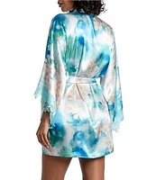 Bloom by Jonquil Floral Print Satin Wrap Short Robe