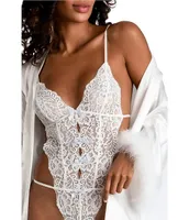 Bloom by Jonquil Lace Teddy and Satin Wrap Robe Bridal Set