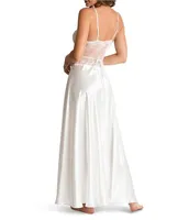 Bloom by Jonquil Satin Sleeveless V-Neck Floral Bodice Long Nightgown