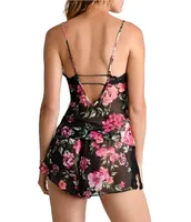 Bloom by Jonquil Sheer Chiffon Floral Lace V-Neck Sleeveless Cami & Shorty Set