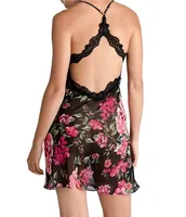 Bloom by Jonquil Sheer Chiffon Floral Sleeveless V-Neck Diamond-Back Chemise