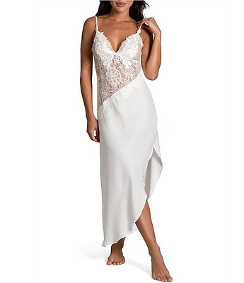 Bloom by Jonquil Shimmer Satin & Lace Sleeveless V-Neck Midi Coordinating Gown