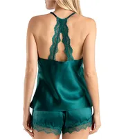 Bloom by Jonquil Solid Satin Lace Sleeveless Shorty Pajama Set