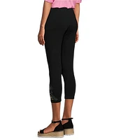 Intro Love The Fit Embellished Hem Knit Jersey Capri Leggings