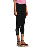 Intro Love The Fit Embellished Hem Knit Jersey Capri Leggings