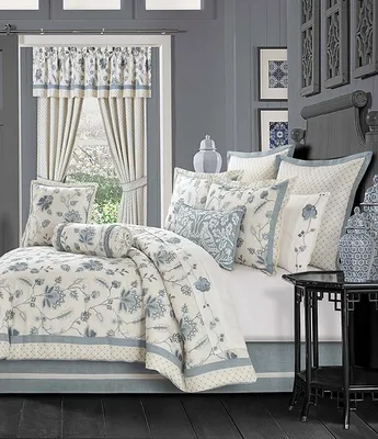 J. Queen New York Blue Garden Embroidered Floral Comforter Set